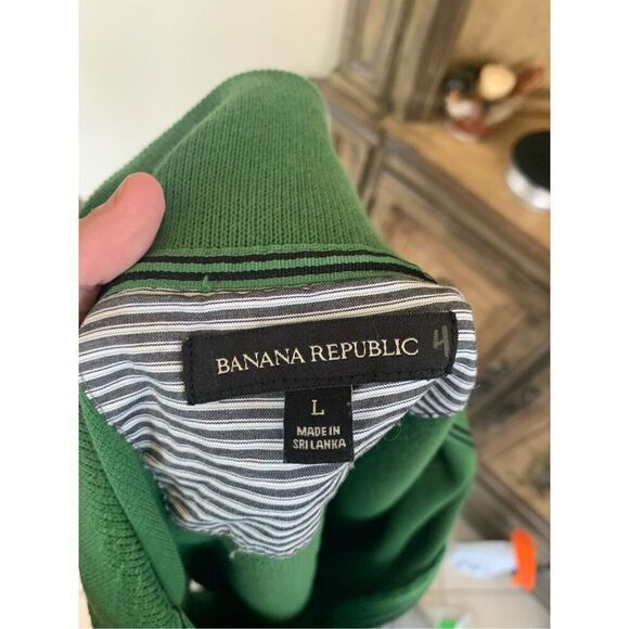 Banana Republic Quarter Zip Banana Kelly Green Elbow Pads Pullover - Picture 3 of 8